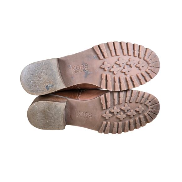 Michael Kors Brown Leather Pull On Ankle Boots Square Heel Soft Leather 9.5 - Picture 6 of 7